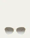 Prada Triangle Logo Round Metal Sunglasses In Dark Grey