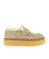 Prada Suede Loafers Featuring Platform Sole In Neutral