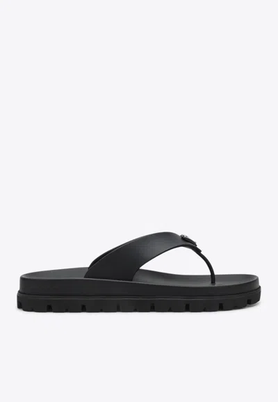 Prada Eva Slides With Triangle Logo In Black