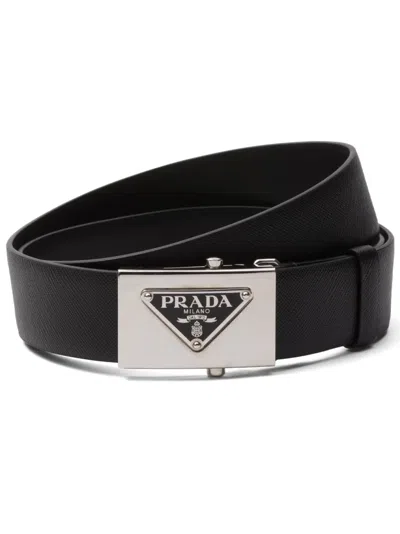 PRADA TRIANGLE-LOGO SAFFIANO BELT