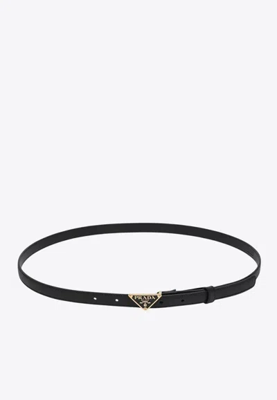 Prada Triangle Logo Saffiano Leather Belt