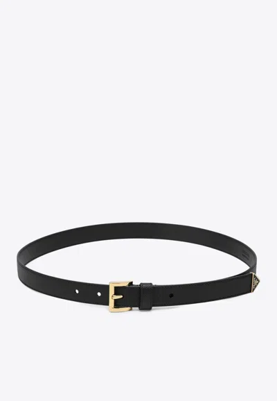 Prada Black Saffiano Leather Belt