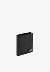 Prada Triangle Logo Saffiano Leather Bi-fold Wallet In Black