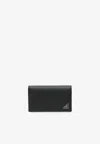 Prada Triangle Logo Saffiano Leather Cardholder In Black