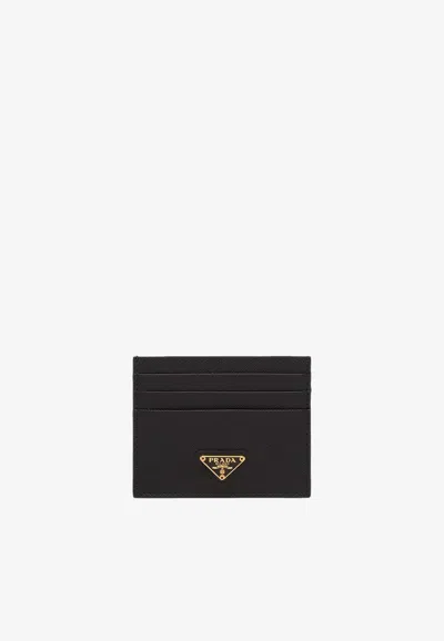 PRADA TRIANGLE LOGO SAFFIANO LEATHER CARDHOLDER