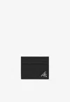 Prada Triangle Logo Saffiano Leather Cardholder In Black