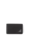 Prada Triangle-logo Saffiano Leather Cardholder In Black