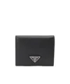 Prada Triangle-logo Saffiano Leather Wallet In Black