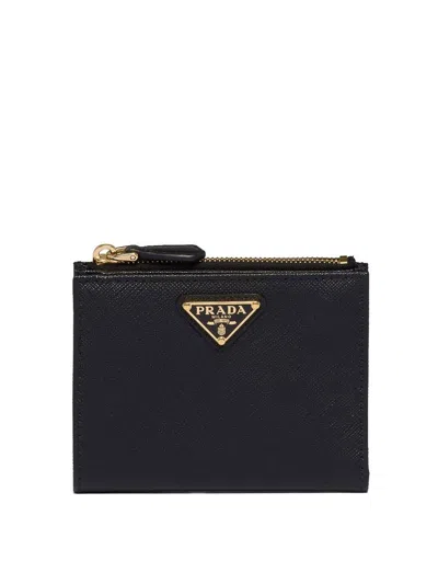Prada Triangle-logo Saffiano Leather Wallet In Black
