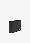 Prada Triangle Logo Saffiano Leather Bi-fold Wallet In Black