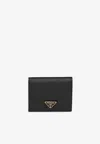 Prada Triangle Logo Saffiano Leather Wallet In Black