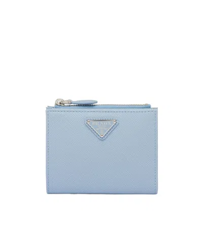 Prada Triangle-logo Saffiano Leather Wallet In Blue
