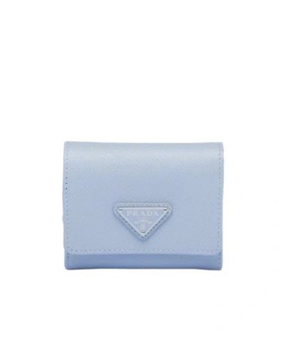 Prada Triangle-logo Saffiano Leather Wallet In Blue