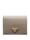 Prada Triangle-logo Saffiano Leather Wallet In Neutral