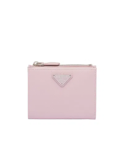 Prada Triangle-logo Saffiano Leather Wallet In Pink
