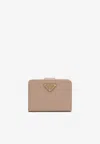 Prada Triangle Logo Saffiano Leather Wallet In Pink