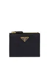 Prada Womens Black Brand-plaque Small Saffiano Leather Wallet In Schwarz