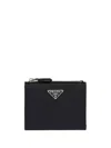 Prada Triangle-logo Saffiano Leather Wallet In Schwarz