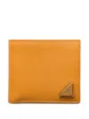 Prada Mens Orange Logo-plaque Saffiano Leather Wallet In Yellow
