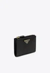 Prada Saffiano Leather Zipped Cardholder In Black