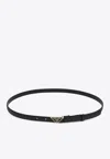 Prada Triangle Logo Saffiano Thin Leather Belt