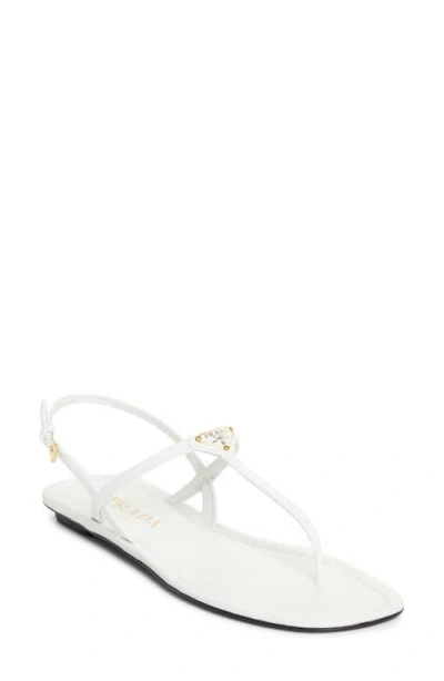 Prada Leather Thong Sandals Open Toe Design In White