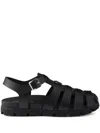 Prada Triangle-logo Sandals In Black