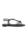 Prada Triangle-logo Sandals In Black