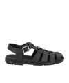 Prada Black Rubber Sandals With Tech Straps And Buckle Closure In Black