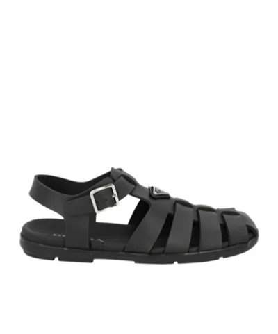 PRADA PRADA SOFT PROJECT LOGO PLAQUE SANDALS