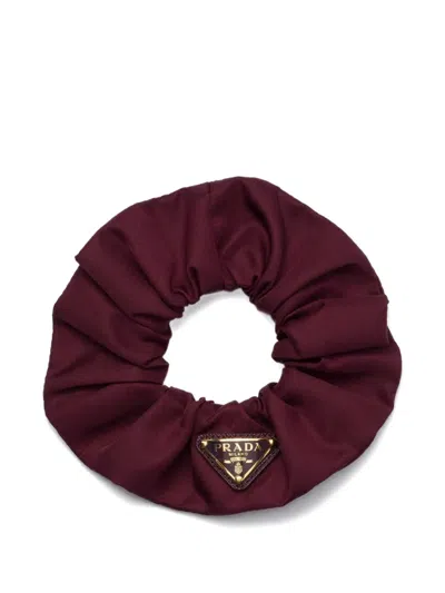 Prada Triangle-logo Scrunchie In Burgundy