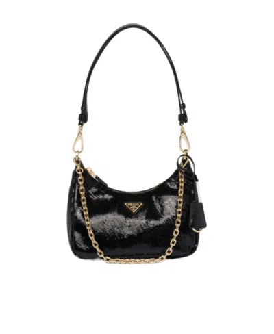 PRADA PRADA RE-EDITION ZIPPED CHAIN-LINKED SHOULDER BAG