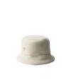 Prada Triangle-logo Shearling Bucket Hat In White