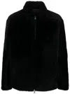 Prada Triangle-logo Shearling Jacket In Black