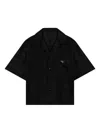 Prada Short Sleeve Collared Jacket Front Pocket In Blue