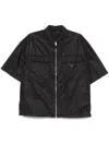 Prada Short-sleeve Light Re-nylon Shirt In Black