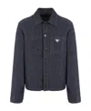 Prada Triangle-logo Shirt Jacket In Blue