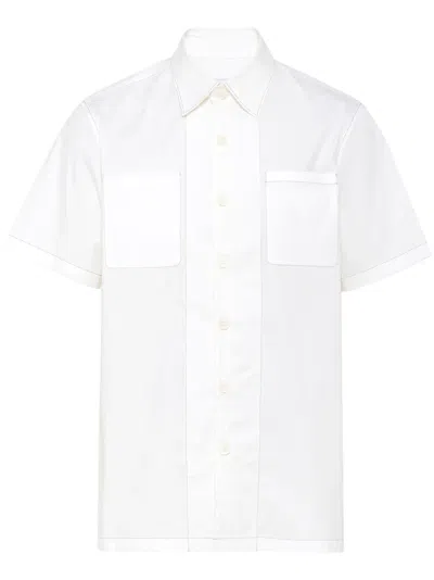 Prada Triangle-logo Short-sleeve Shirt In White