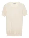 Prada Triangle-logo Short-sleeve Sweater In Neutral