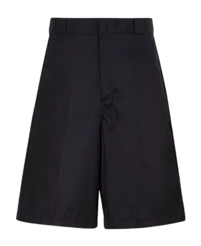 Prada Triangle-logo Shorts In Black