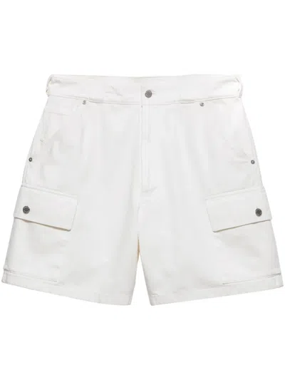Prada Triangle-logo Shorts In White