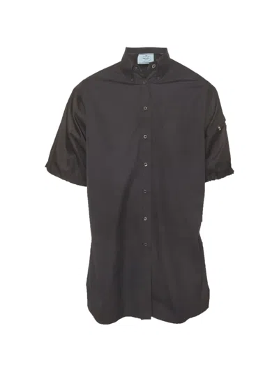 Pre-owned Prada Triangle Logo Short-sleeve Shirt In Black
