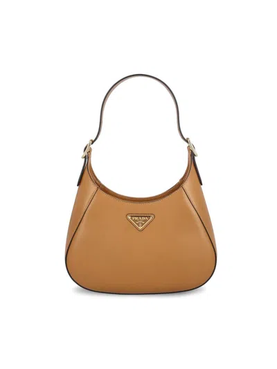Prada Triangle-logo Shoulder Bag In Brown