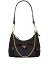 Prada Mini Re-nylon Triangle Logo Shoulder Bag In Black