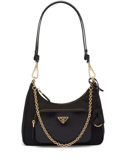 Prada Triangle-logo Shoulder Bag In Black