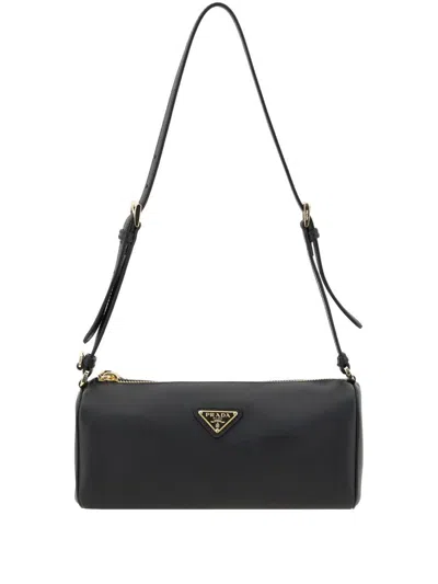 Prada Triangle-logo Shoulder Bag In Black