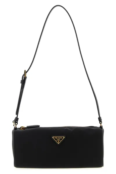 Prada Triangle Logo Shoulder Bag In Black