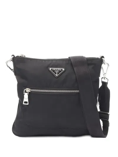 Pre-owned Prada Triangle-logo Shoulder Bag In Black