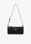 Prada Mini Pebbled Calfskin Shoulder Handbag In Black