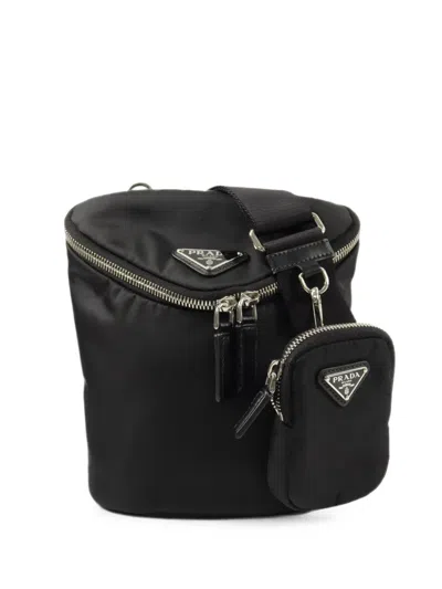 Pre-owned Prada Triangle Logo Shoulder Bag In Black